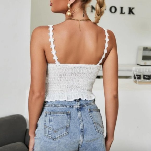 Frill Trim Shirred Back Cami - Picture 2 of 6